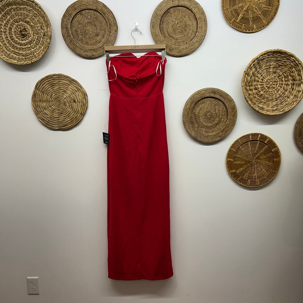 NEW Lulus Extravagant Persona Red Strapless Cutout Column Maxi Dress Medium - Picture 3 of 7